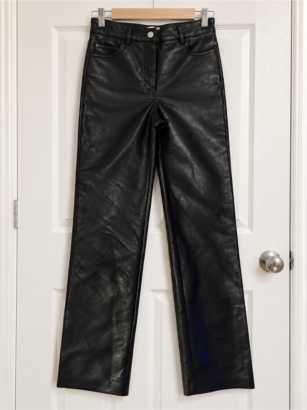 Aritzia Wilfred Melina Black Vegan Leather Straight-Leg Pants - Picture 3 of 4